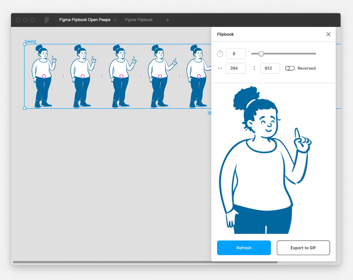 Flipbook Animate your design, export to GIF